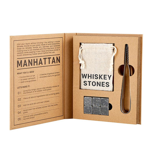 Cardboard Book Set Whiskey Stones