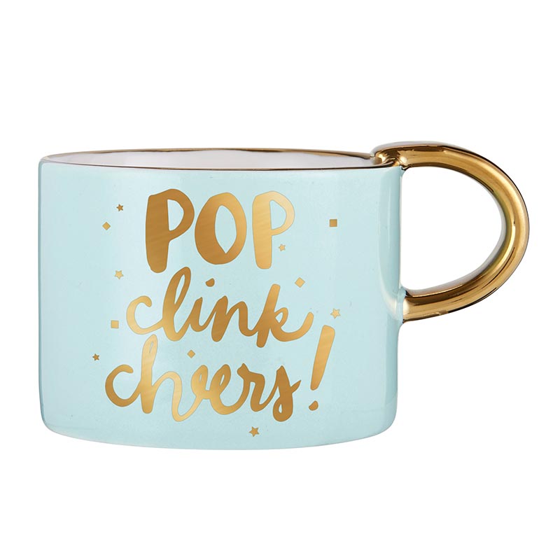 Mug, Tray And Spoon Set - Pop Clink Cheers