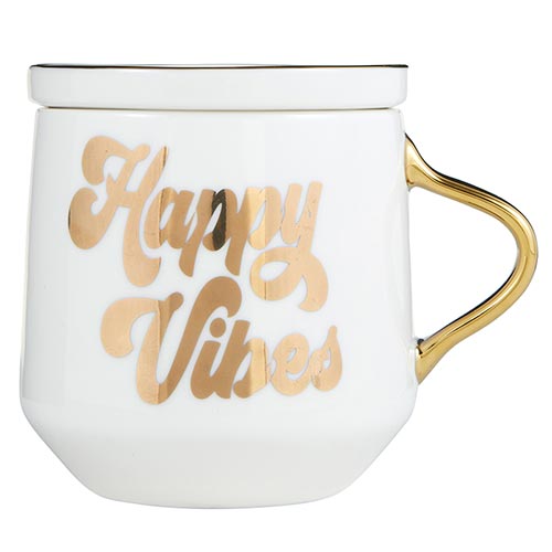 Mug And Coaster Lid - Happy Vibes