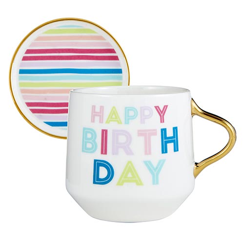 Mug And Coaster Lid - Happy Birthday