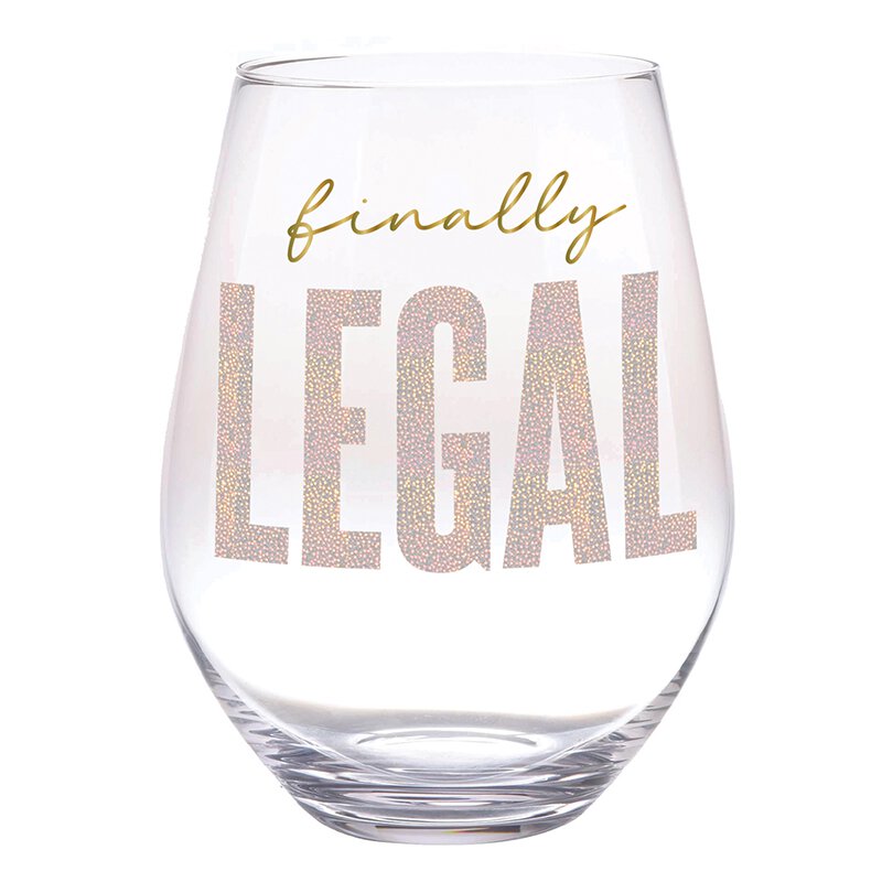 Jumbo Stemless Wine Glass - Finally Legal