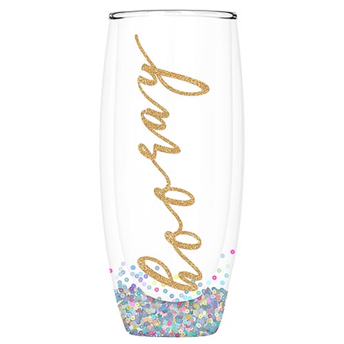 Dbl Wall Glass Flute - Hooray