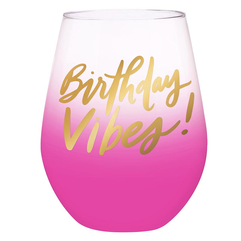 Jumbo Stemless Wine Glass - Birthday Vibes