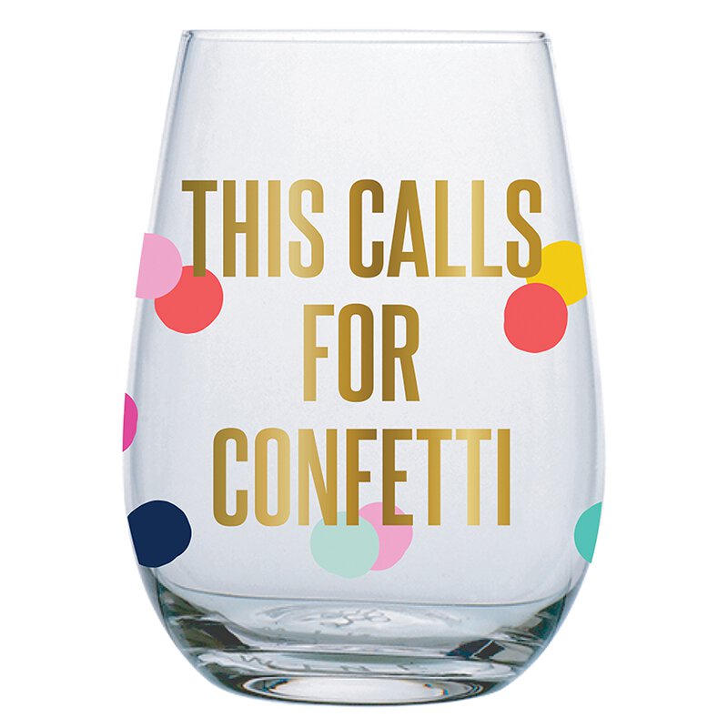 Stemless Wine Glass - This Calls For Confetti