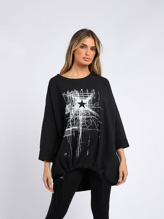 Starburst Cotton Sweater Black