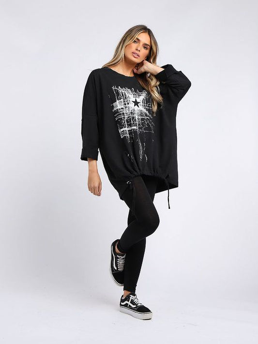 Starburst Cotton Sweater Black