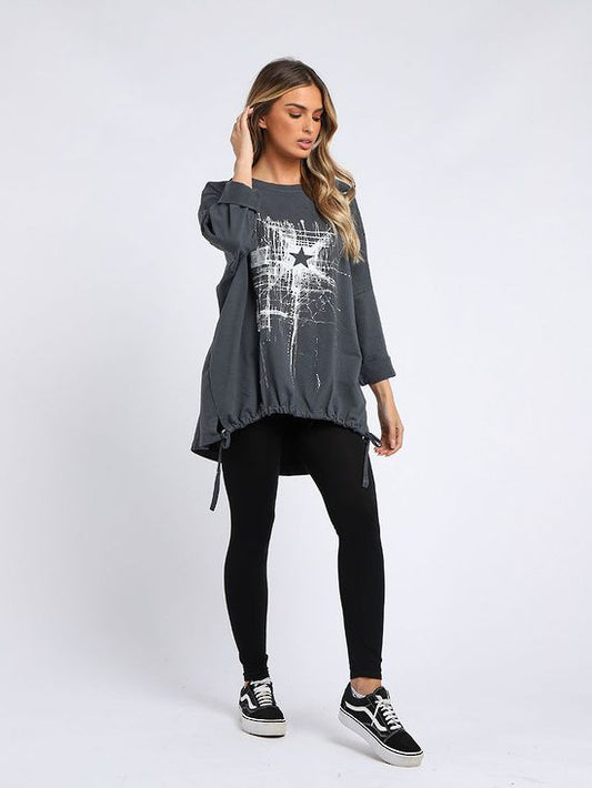 Starburst Cotton Sweater Charcoal