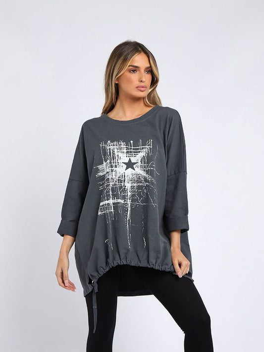 Starburst Cotton Sweater Charcoal