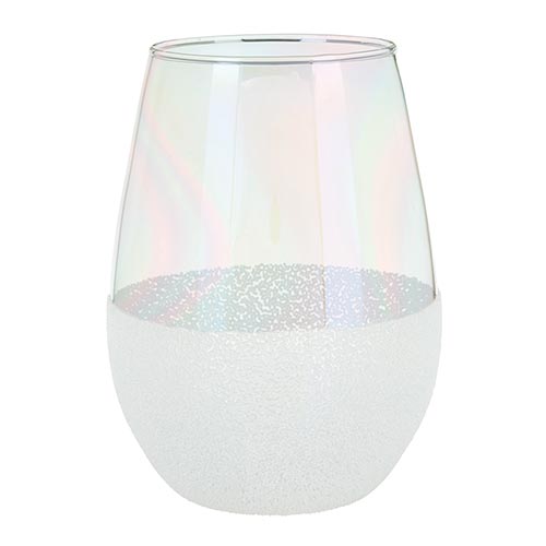 Stemless Wine Glass - White Beads