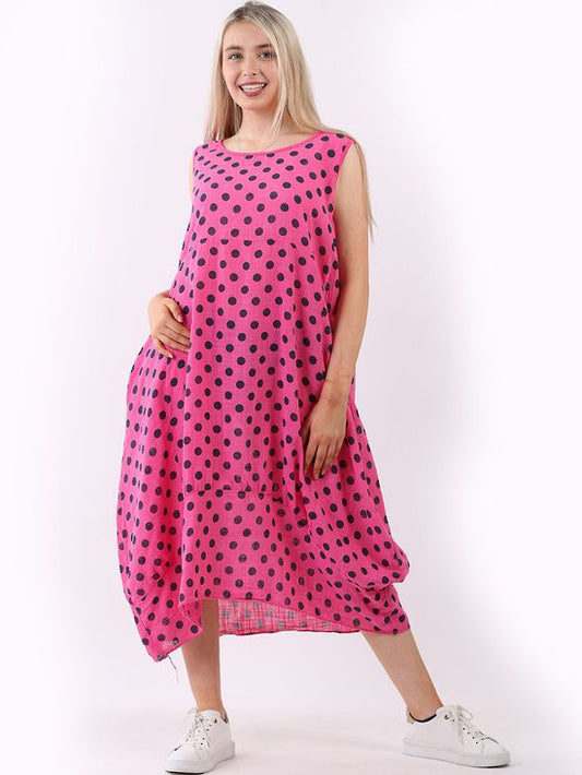 Thea Spotted Dress | Fuchsia