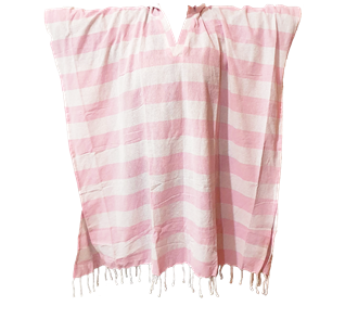Turkish Towel Hoodie | Pink & White Stripe
