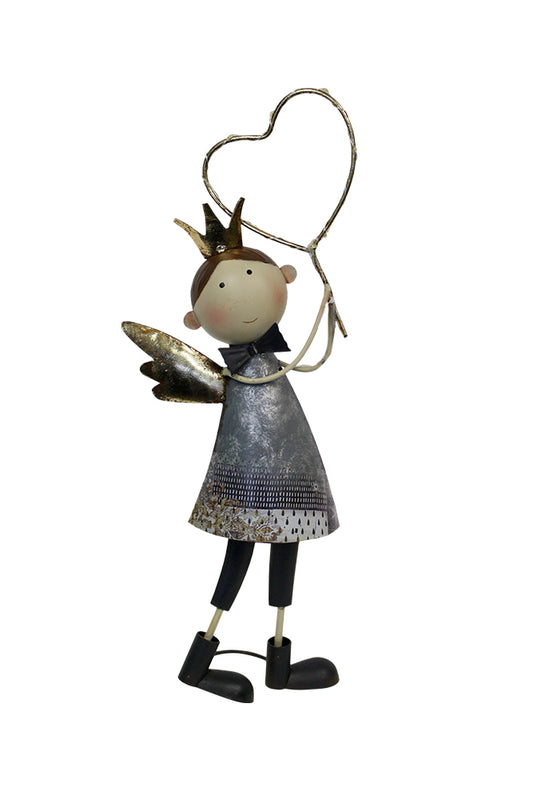 Metal Angel Boy w/LED Heart 45.5cm