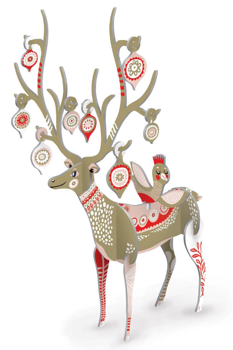 Roger La Borde - Large Folksy Reindeer - Christmas Pop & Slot