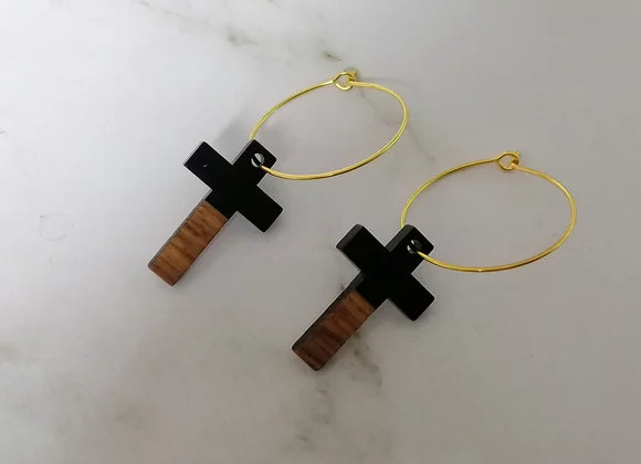 Cross Hoops | Black