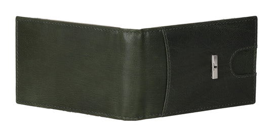 Eddy Slim Leather Wallet | Green/Light Grey