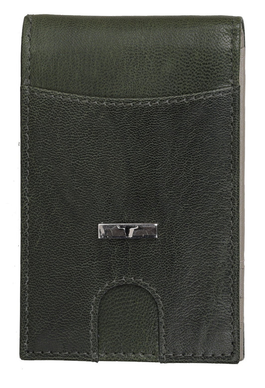 Eddy Slim Leather Wallet | Green/Light Grey
