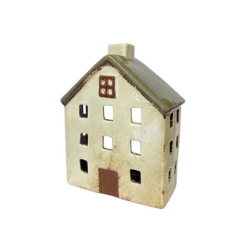 Wide Chalet Tea Light House | Olive Green