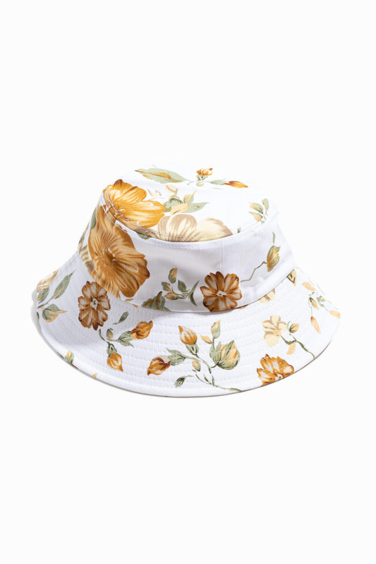 White Floral Bucket Hat