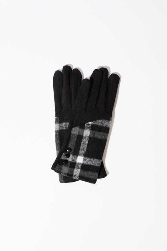Half Plaid Black Gloves
