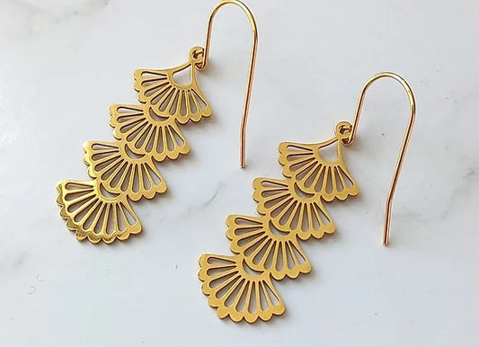 Fan Earrings | Gold