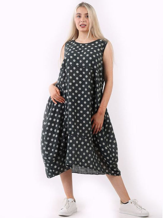 Thea Spotted Dress Charcoal