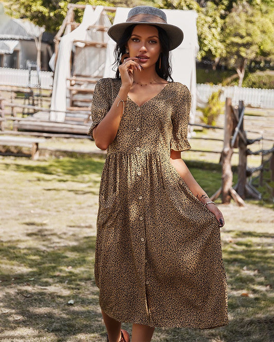 Lilly Leopard Dress | Tan