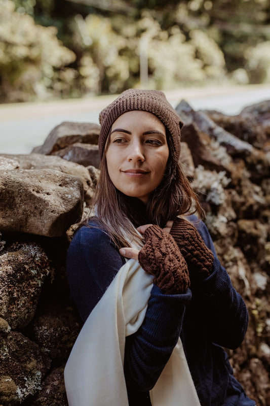 Lina Fingerless Gloves Coffee
