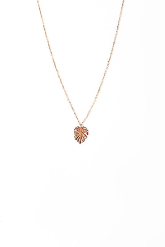 Monstera Rose Necklace