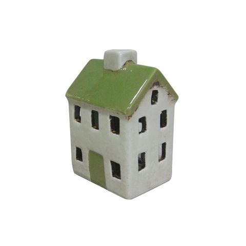 Petite Chalet Tea Light House Green Cream