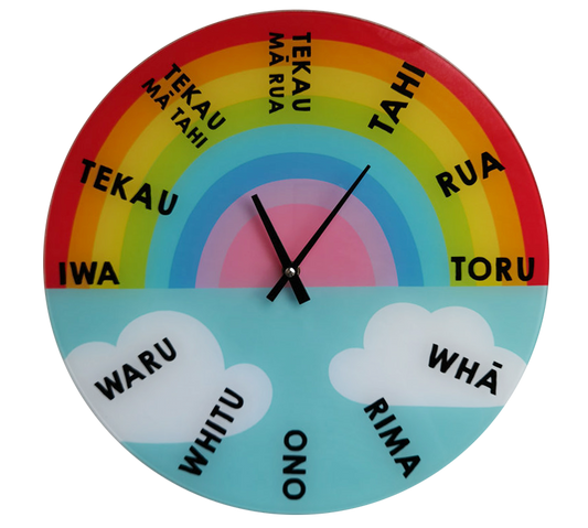 Te Reo Glass Rainbow Clock