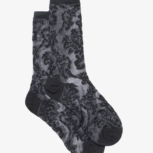 Sheer Black Floral Sock