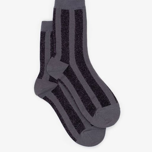 Lurex Stripe Sock | Grape