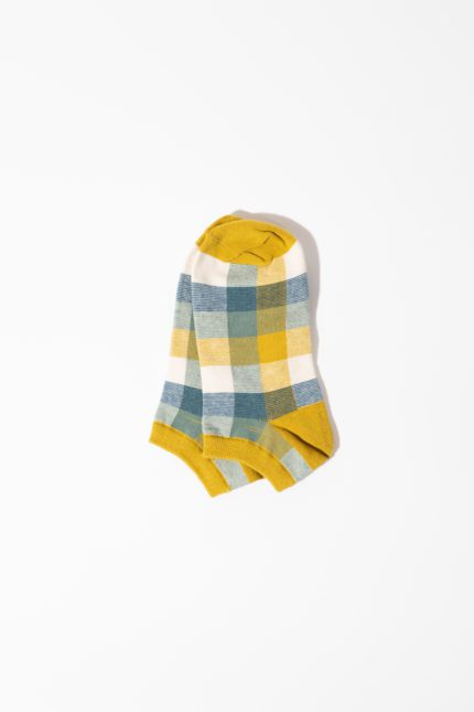 Plaid Mustard Ankle Socks