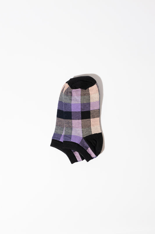Plaid Purple Ankle Socks