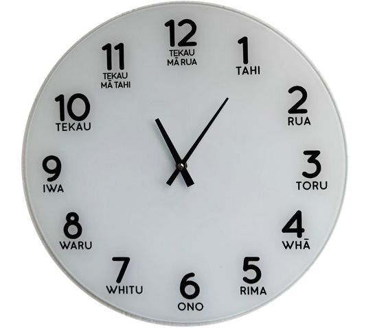 Te Reo Glass Numbers Clock